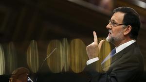 Mariano Rajoy, durant una de les seves intervencions en el debat, aquest dimecres.