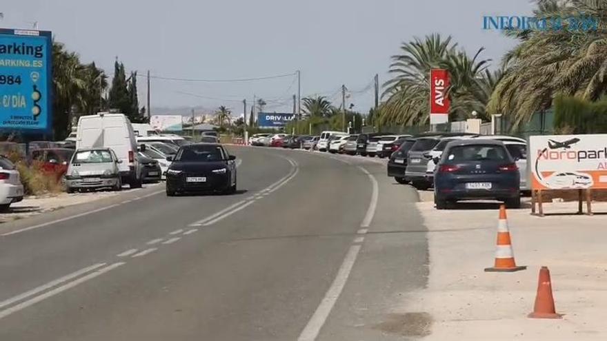 Vecinos denuncian la peligrosidad de la carretera de Torrellano al aeropuerto de Alicante-Elche por las campas