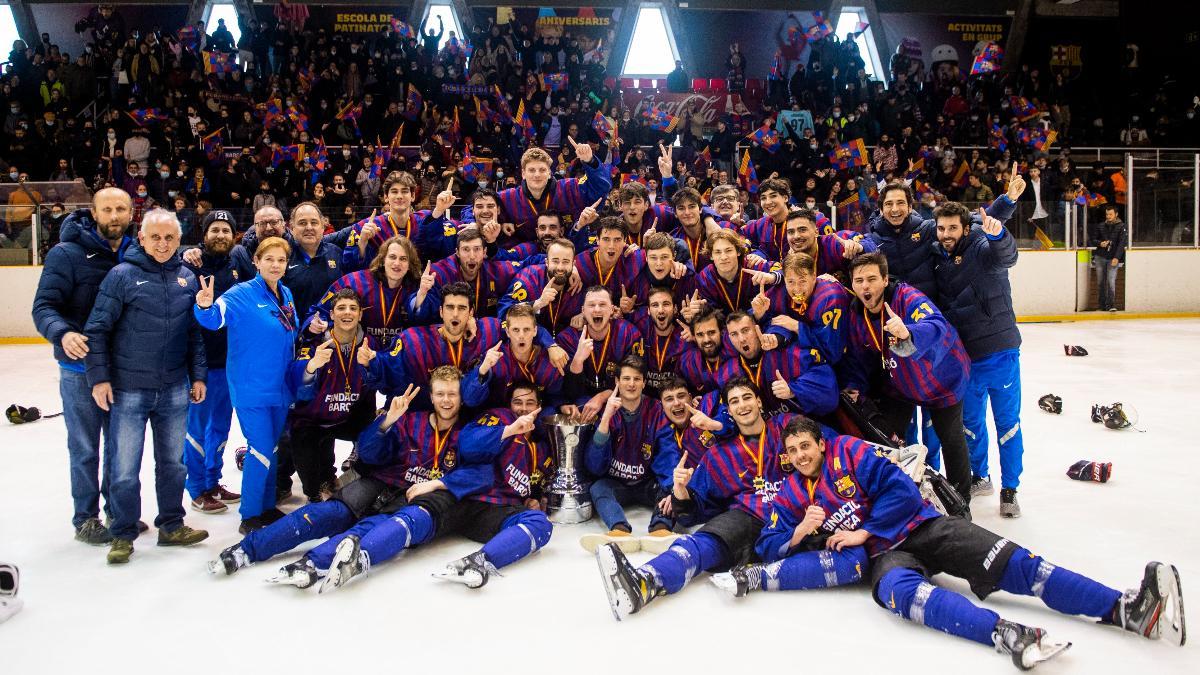 El Barça, en el Palau de Gel tras alzar su séptima liga