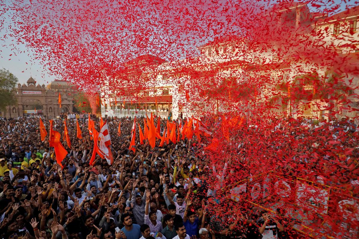 Celebraciones del festival Holi en Salangpur, en el estado indio de Gujarat.