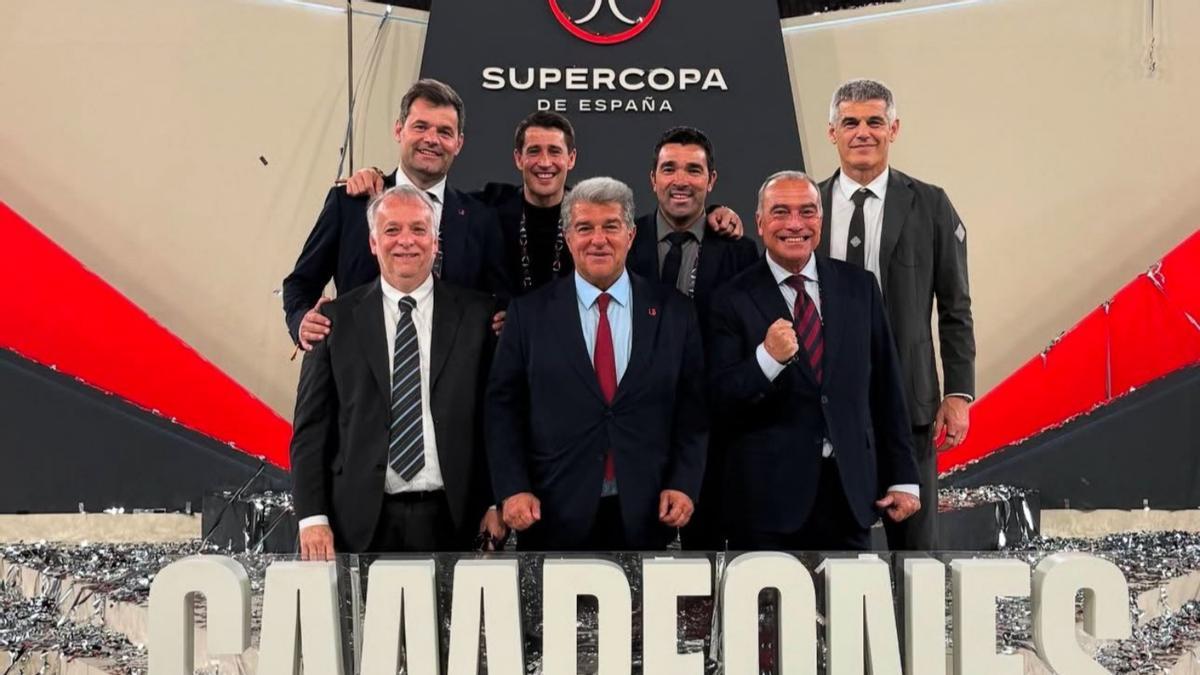 Joan Laporta, pletórico tras ganar la Supercopa de España