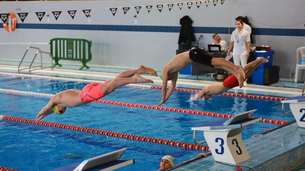 Nadadores lanzándose a la piscina, durante una edición del Memorial Pascual Román