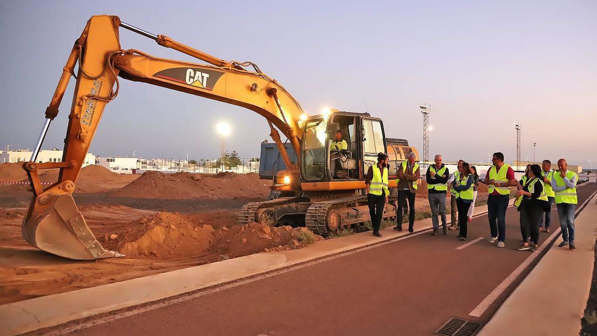 Obras del parque urbano en Playa Honda.