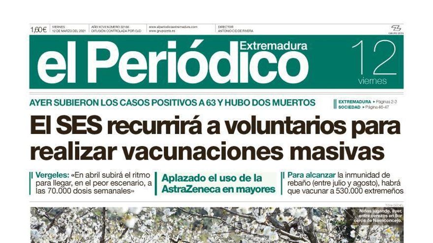 Consulta la portada correspondiente al día 12 de marzo del 2021
