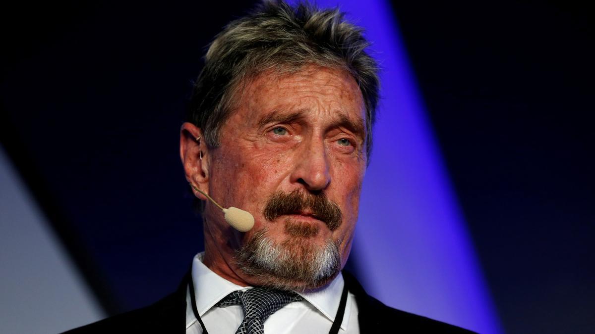 John McAfee, co-founder of McAfee Crypto Team and CEO of Luxcore and founder of McAfee Antivirus, speaks at the Malta Blockchain Summit in St Julian's, Malta November