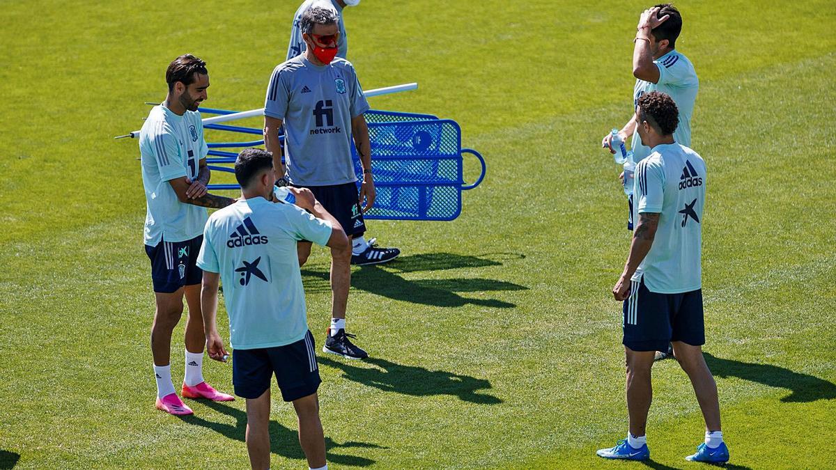 Luis Enrique dirige la sesión de trabajo de la selección, ayer en Las Rozas.  | EFE/PABLO GARCÍA