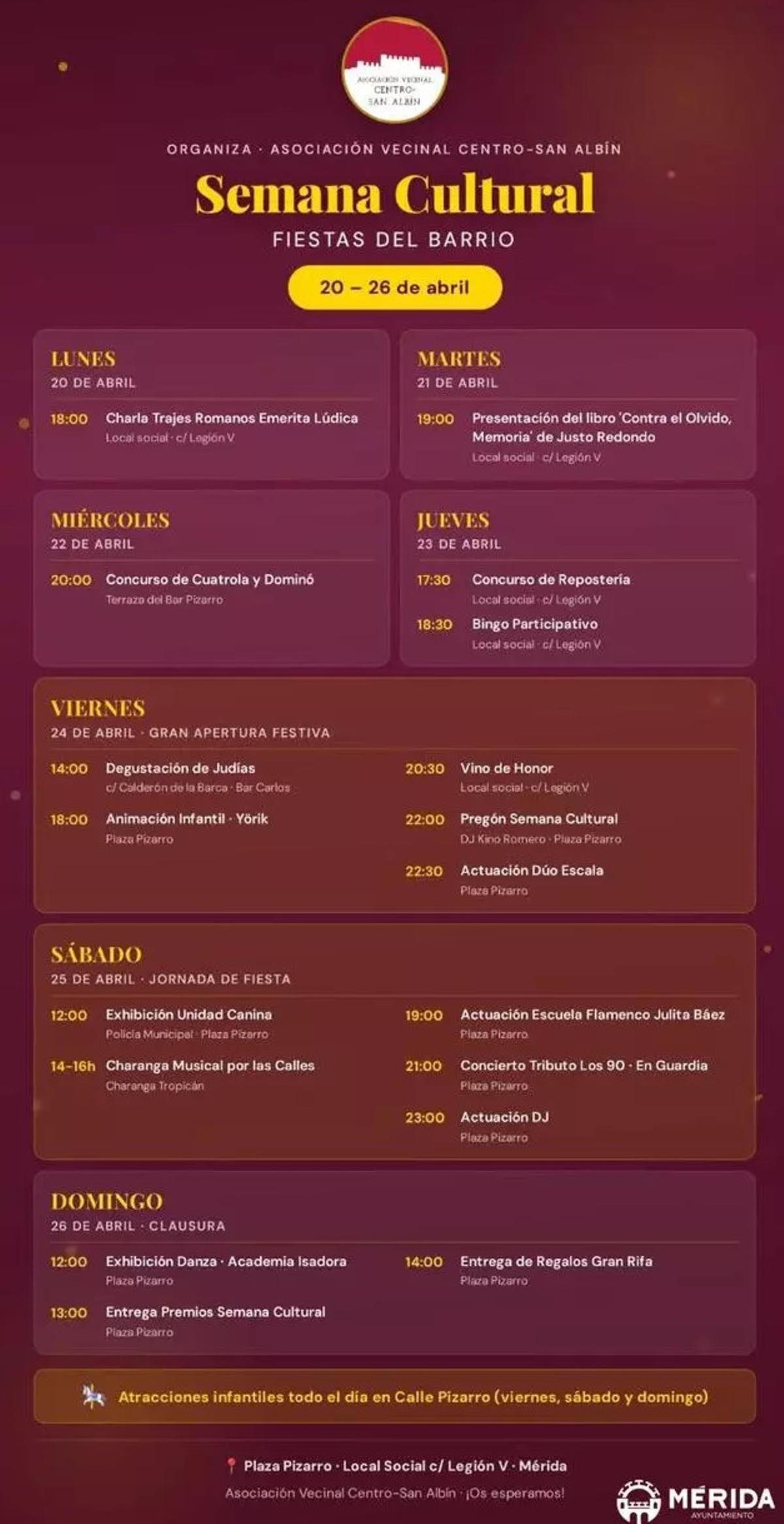 Programación de la Semana Cultural de San Albín.