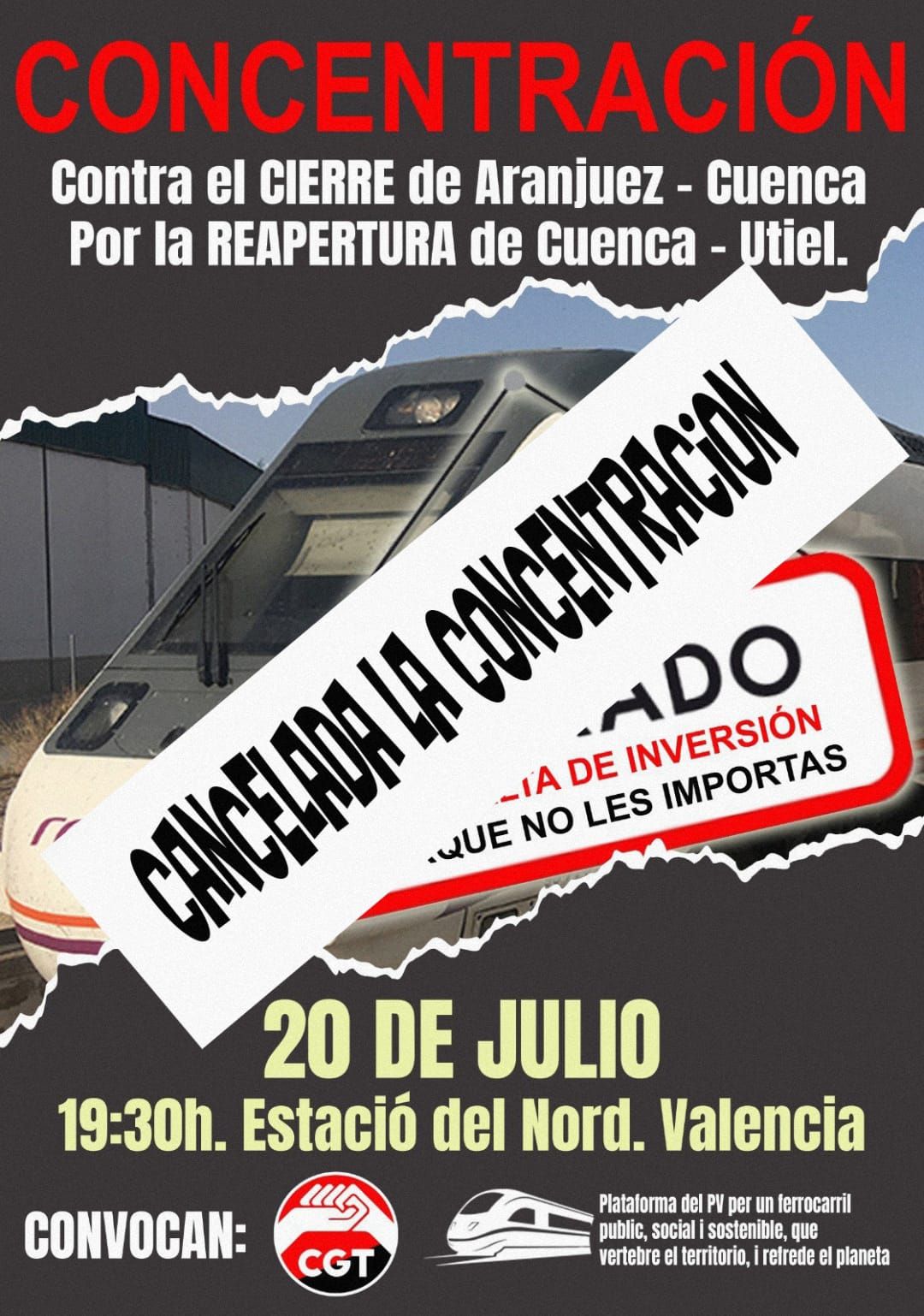 Concentración contra el cierre de la línea entre Utiel y Cuenca