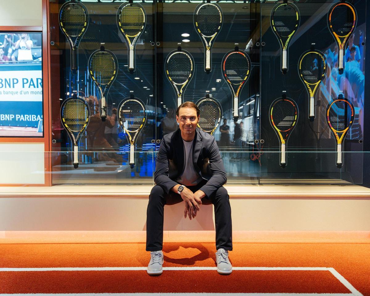 Rafa Nadal, con sus raquetas.