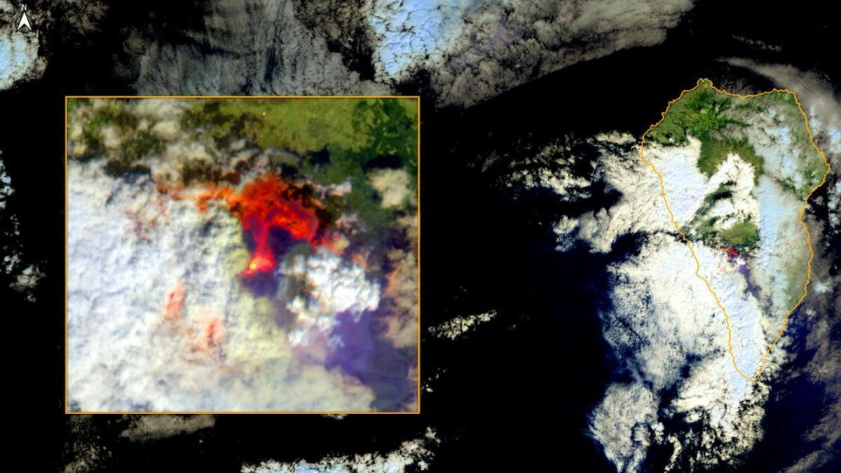 La erupción del volcán de La Palma, desde el espacio
