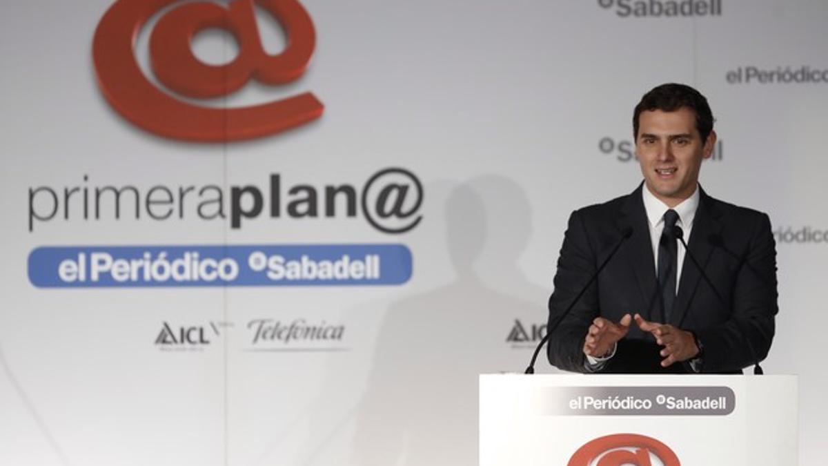 El cabeza de lista de Ciudadanos para el 20-D, Albert Rivera, en el foro Primera Plana de EL PERIÓDICO.