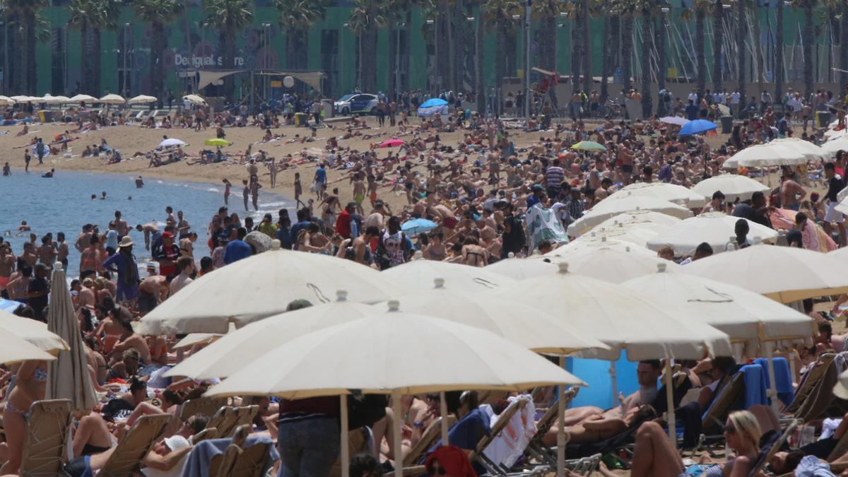 La playa de la Barceloneta, el pasado 8 de junio.