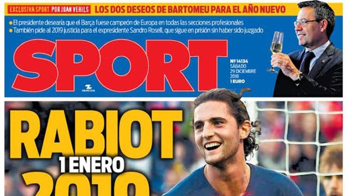 Esta es la portada de SPORT