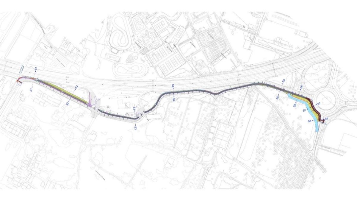 El futuro carril Bici junto a la C-31 en Viladecans.