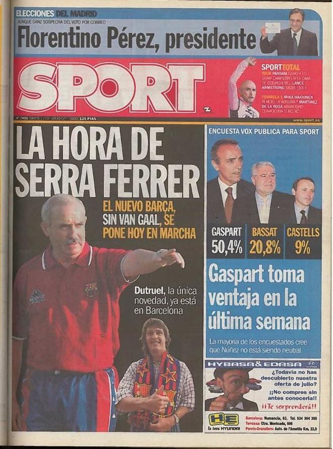 2000 - Florentino Pérez se erige como nuevo presidente del Real Madrid, mientras Serra Ferrer se estrena en el banquillo del Barcelona