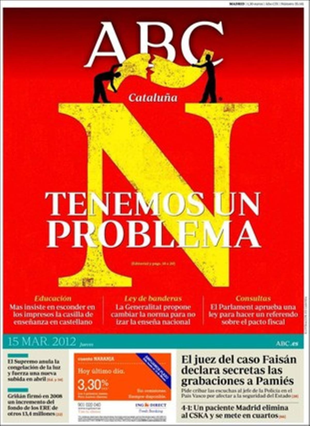 Portada d’aquest dijous d’’Abc’. Portada d’aquest dijous d’’Abc’.