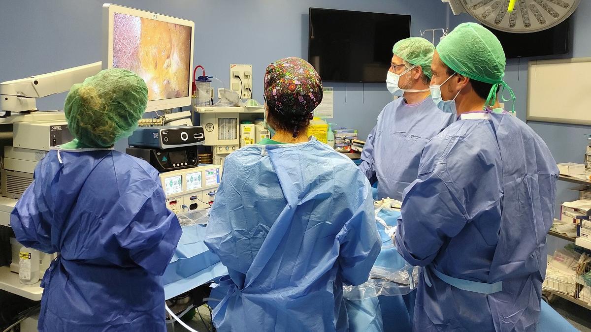 El Dr. Federico del Castillo y su equipo, durante una cirugía de diástasis.