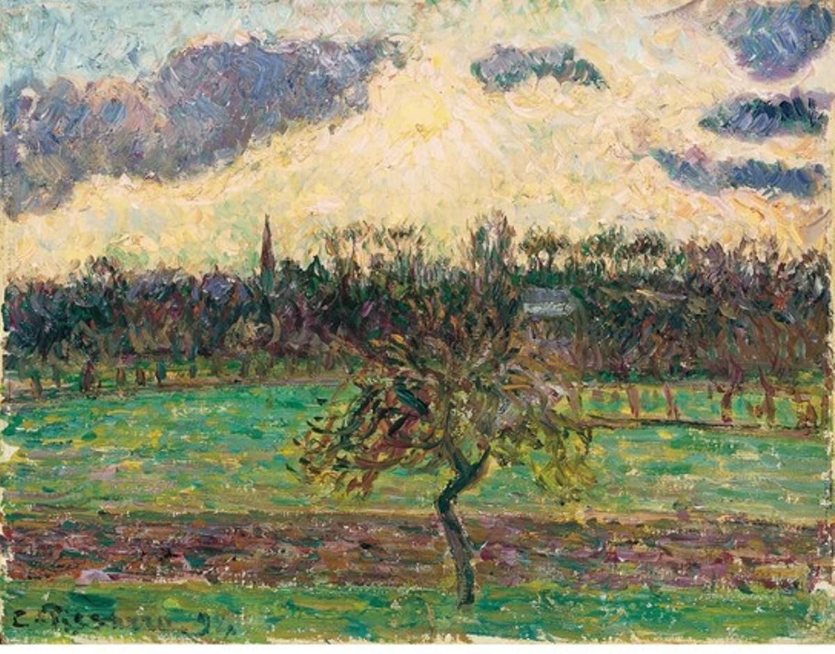 ’Prats d’Éragny, la pomera’, 1894, de Camille Pissarro. Oli sobre llenç. 27,3 x 35,6 cm. Col·lecció Carmen Thyssen-Bornemisza, en dipòsit al Museu Thyssen-Bornemisza, Madrid