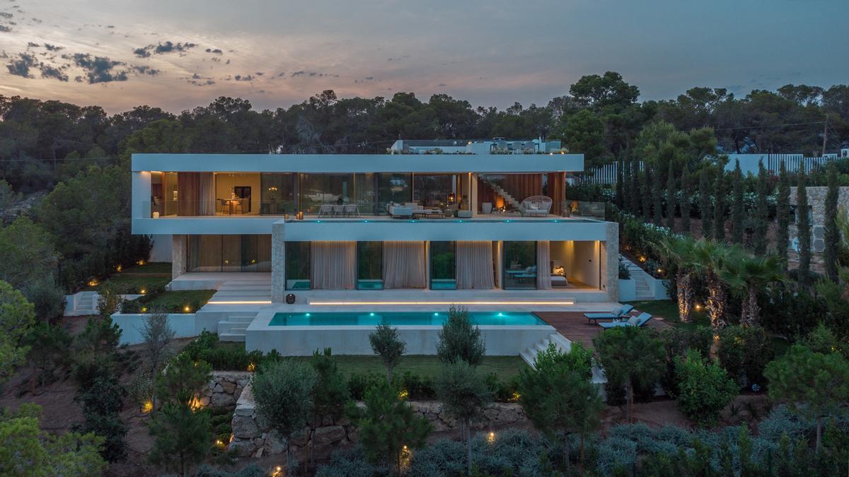 Vista aérea de Villa Alejandra, ubicada en Cala Vinyes (Mallorca).