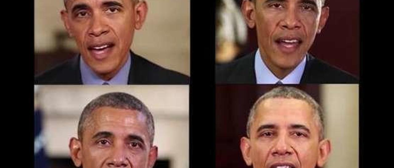 Imágenes del falso Barack Obama del vídeo presentado por la Universidad de Washington en 2017.