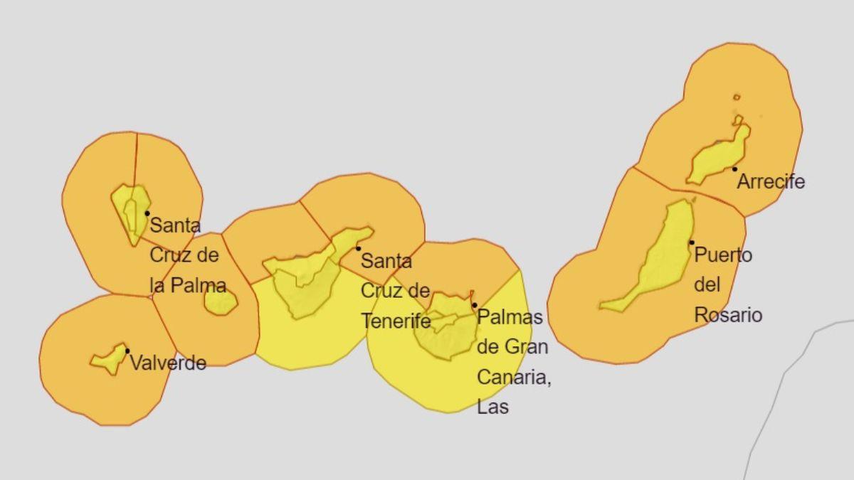 Avisos de la Aemet para el martes en Canarias