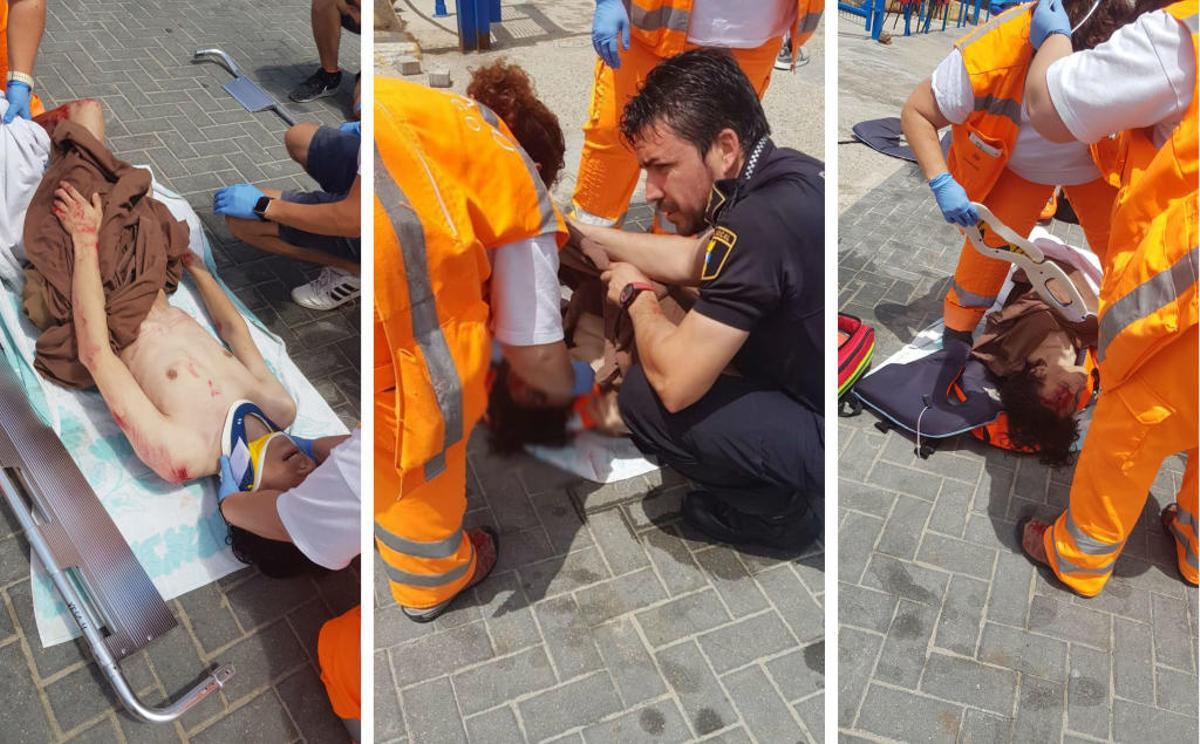 La Policía Local de Orihuela rescata a un joven herido e inconsciente en el mar
