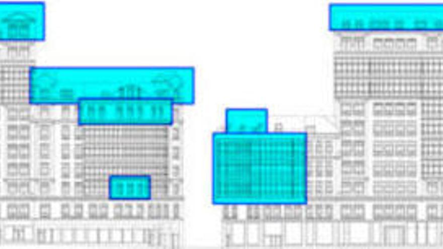 Gráfico con zonas afectadas del edificio (i) y sin ellas (d).