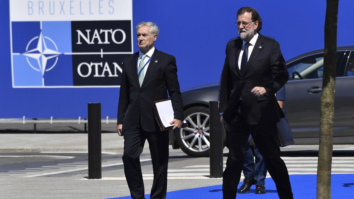 Rajoy llega a la sede de la OTAN, en Bruselas.