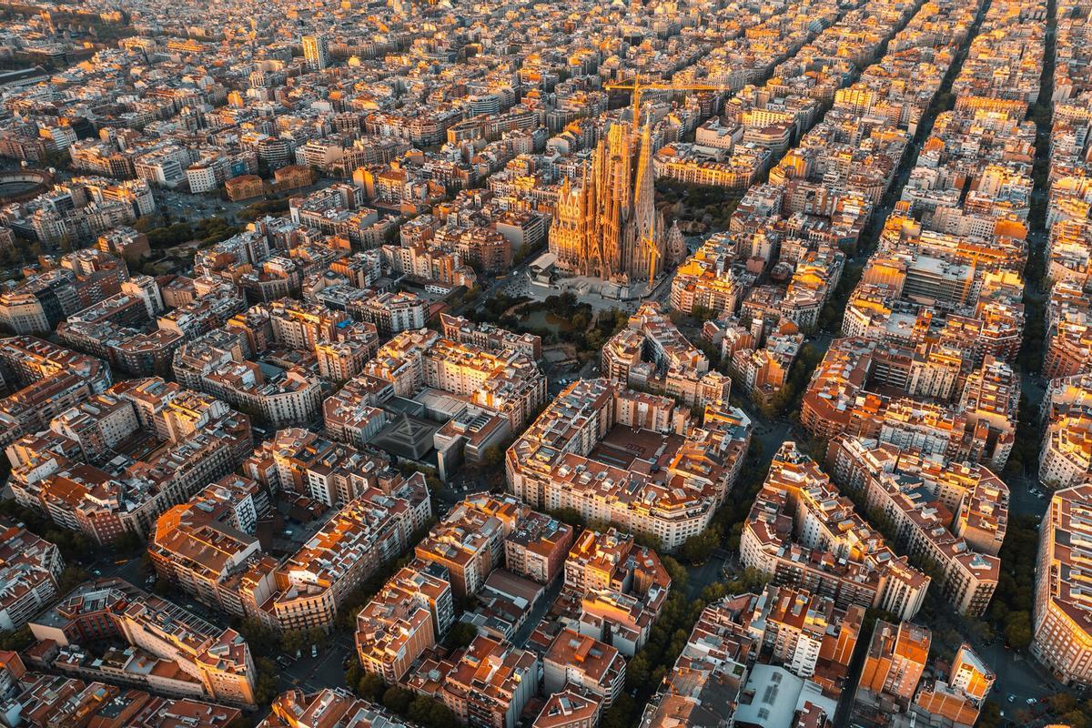 Vista aérea del barrio del Eixample de Barcelona.