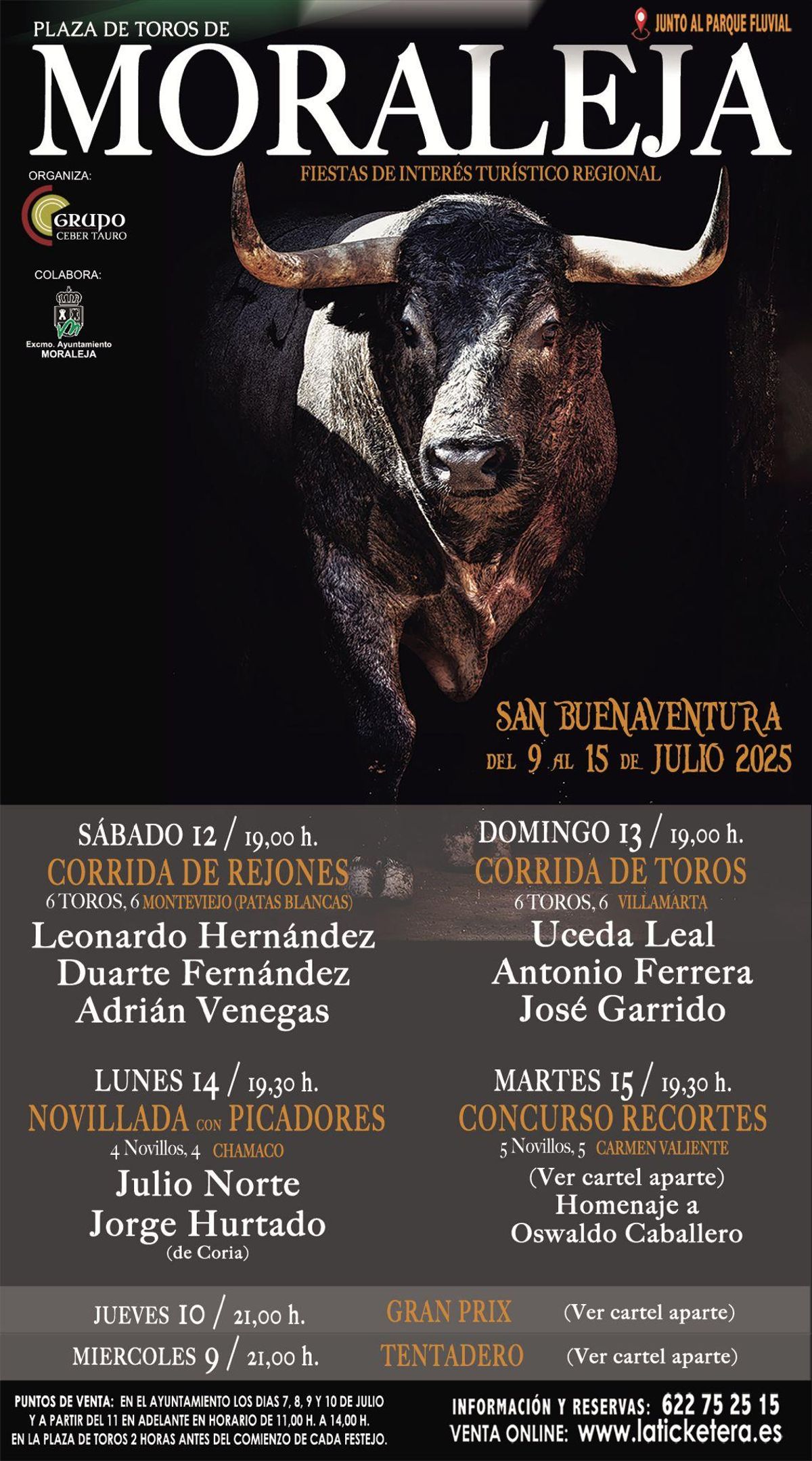 Cartel de las actividades taurinas de San Buenaventura en Moraleja.