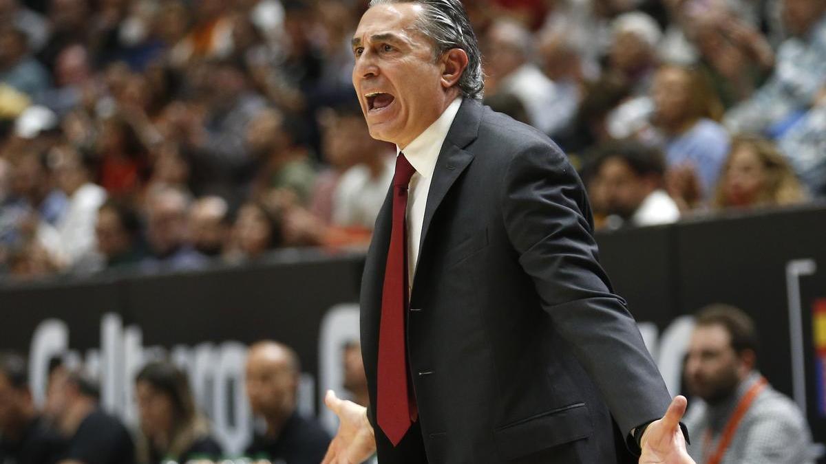 Sergio Scariolo, en el partido de este jueves entre el Valencia Basket y el Virtus