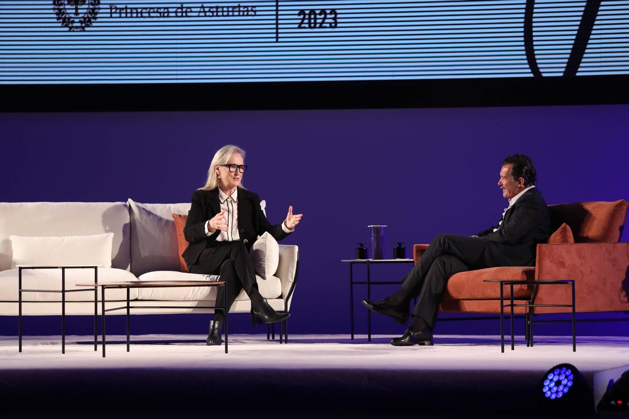 Encuentro entre Meryl Streep y Antonio Banderas en el Palacio de Congresos de Oviedo