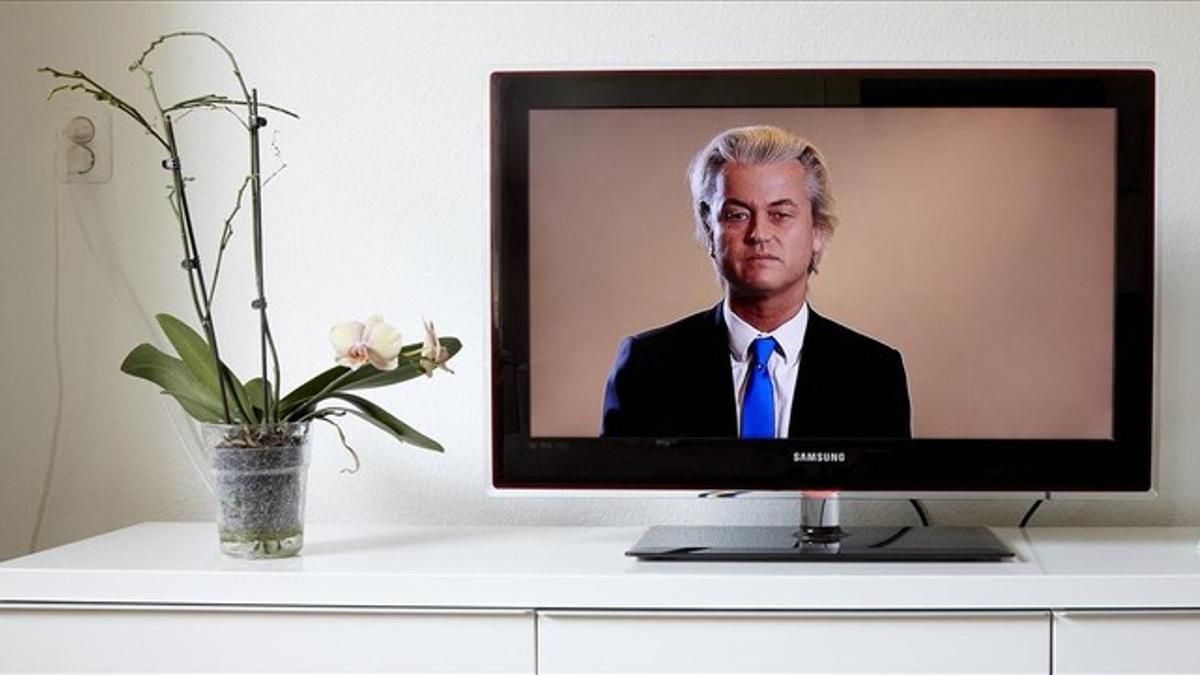 Geert Wilders, en su espacio en la televisión holandesa.