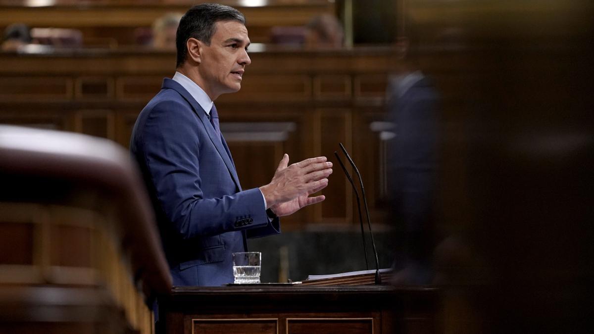 Pedro Sánchez, presidente del Gobierno, en el Congreso de los Diputados. FOTO JOSÉ LUIS ROCA