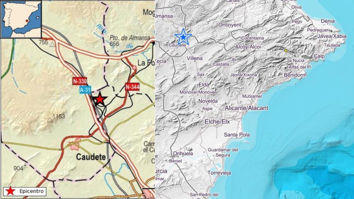 Epicentro del segundo terremoto registrado en el día de hoy en Alicante