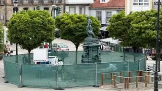 Lavado de cara a la emblemática fuente Diana Cazadora de Betanzos