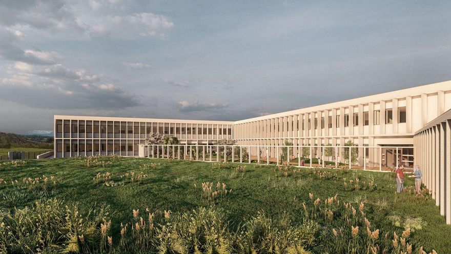 Recreación del colegio que se construirá en Montecerrao. |