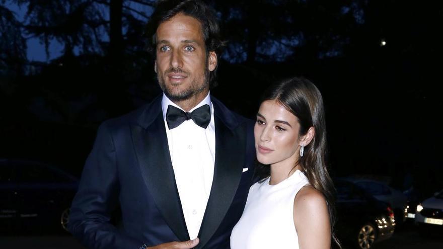 Feliciano Lopez, junto a su esposa Sandra Gago.