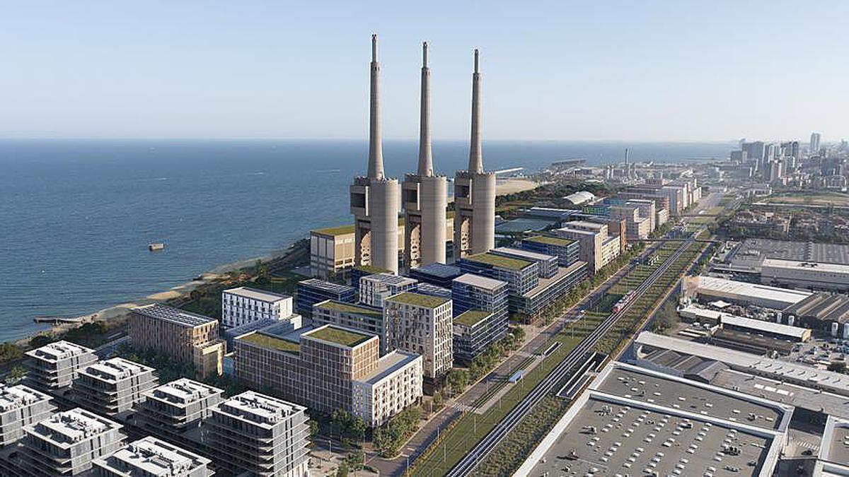 Render del nuevo barrio que se construirá junto a las Tres Xemeneies del Besòs