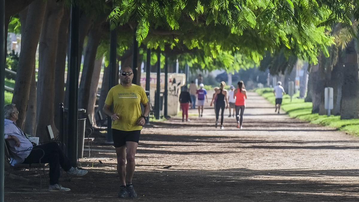 Personas haciendo ejercicio en el Parque Romano de la capital grancanaria.