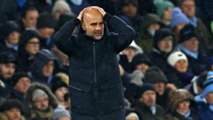 Guardiola en el partido del City frente al Tottenham