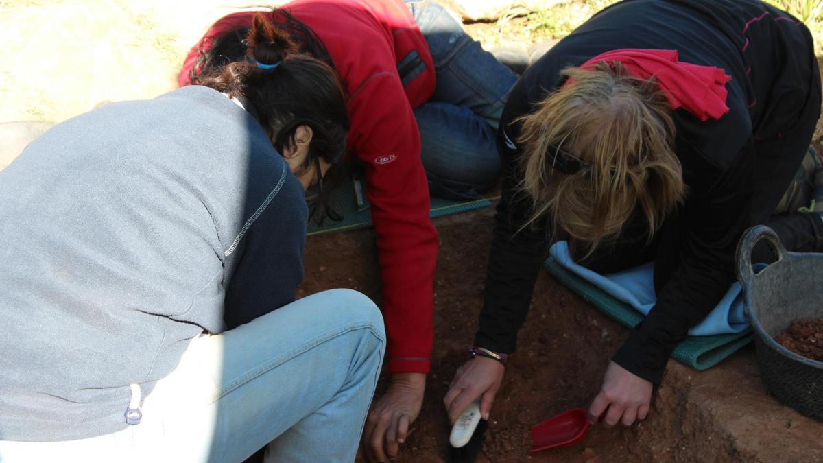 Trabajos sobre restos humanos en Pico Reja. / El Correo