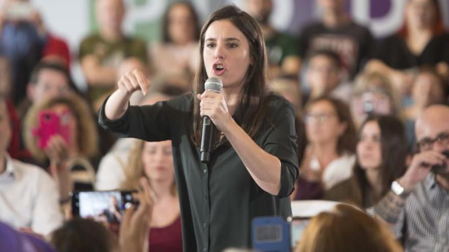 Irene Montero llama a asegurar en Alicante los votos de Podemos ante la amenaza del pacto Compromís-Errejón