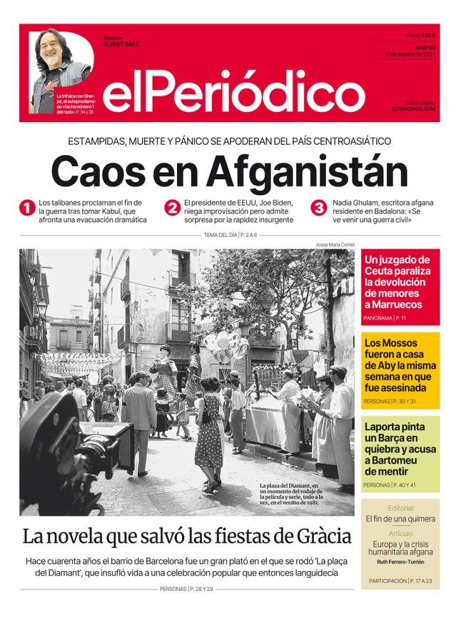 La portada d’EL PERIÓDICO del 17 d’agost del 2021