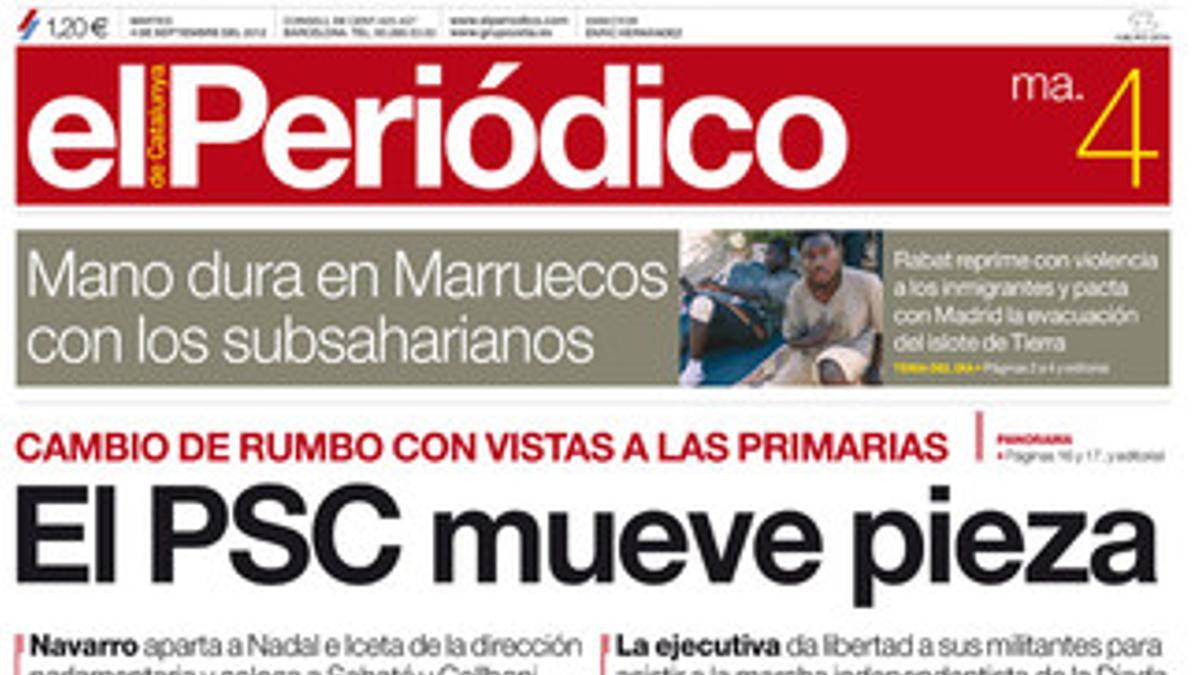 La portada de EL PERIÓDICO, de este martes 4 de septiembre del 2012.
