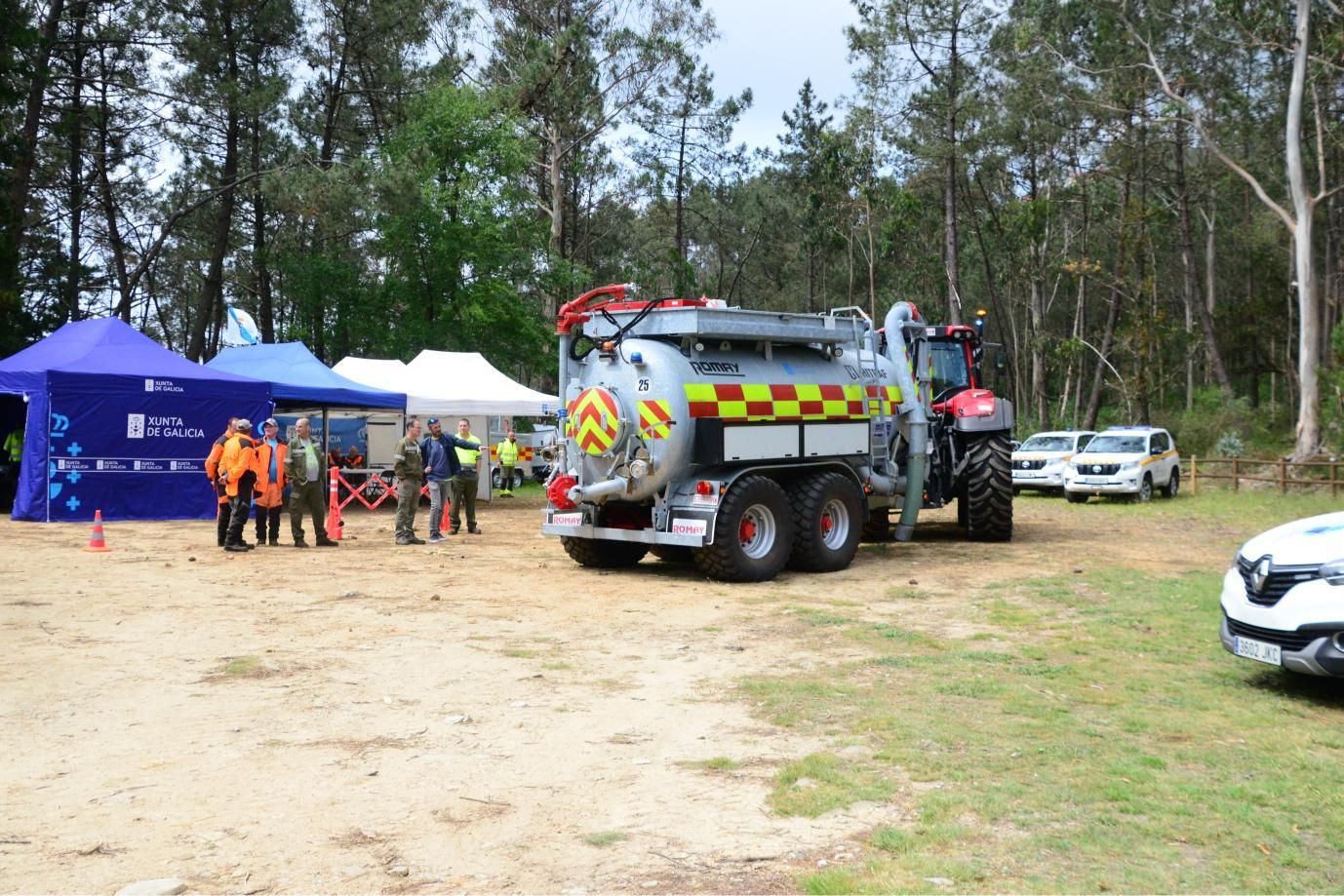 Las imágenes del simulacro contra incendios forestales en Moaña
