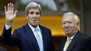 John Kerry demana que Espanya i els EUA segueixin units per defensar la democràcia, la seguretat i la prosperitat. Ho ha dit en castellà a la roda de premsa amb el ministre d’Afers Estrangers espanyol.