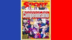 La portada de SPORT del Barça campeón de Liga 1998-99