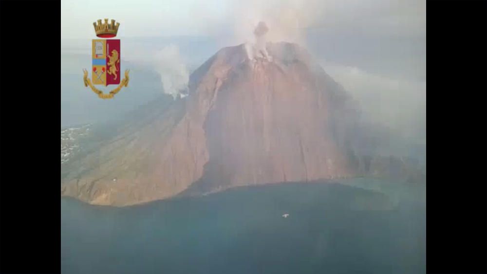 La erupción del volcán Estrómboli