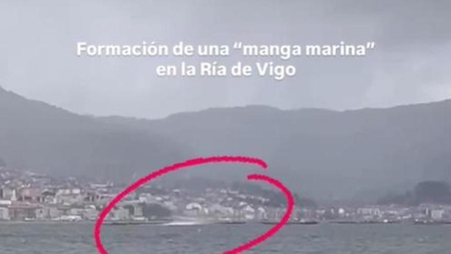 Una manga marina sorprende a los marineros de la ría de Vigo